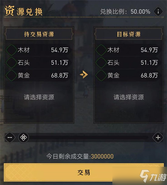 重返帝国可以卖资源吗