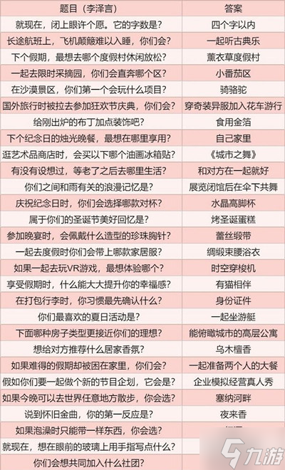 恋与制作人水映镜语答案是什么？水映镜语默契答题答案汇总