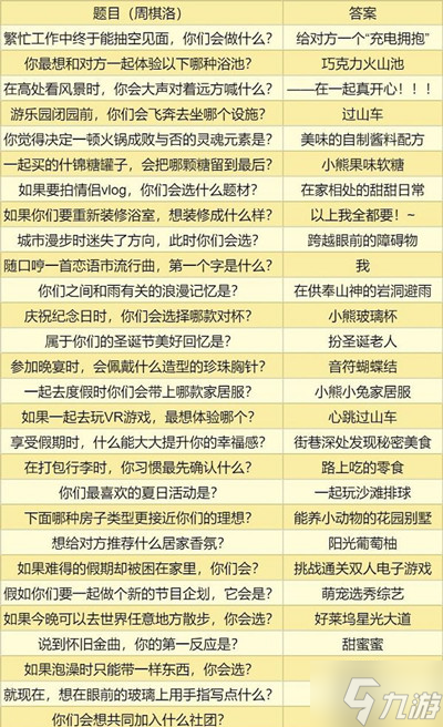 恋与制作人水映镜语答案是什么？水映镜语默契答题答案汇总