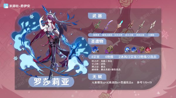 原神2.6版罗莎莉亚配装推荐