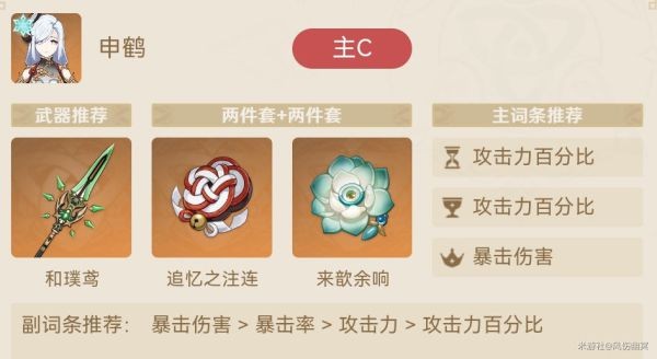 原神申鹤多流派队伍搭配参考