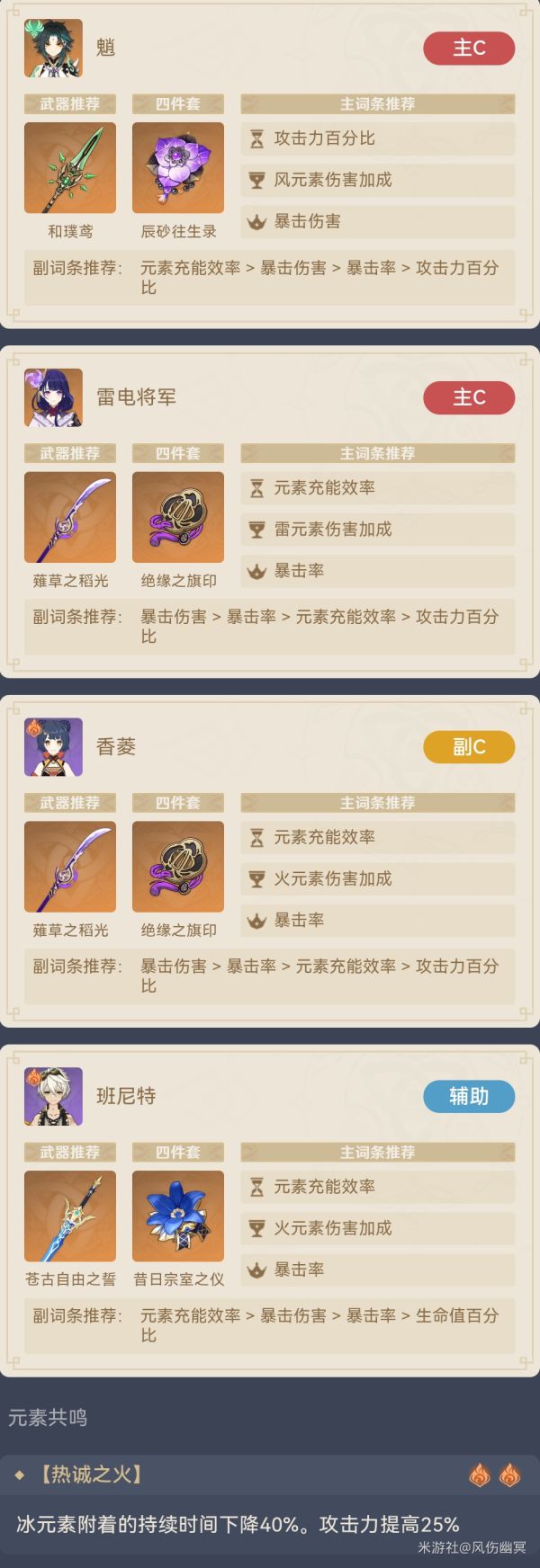 原神雷神+魈队伍搭配推荐