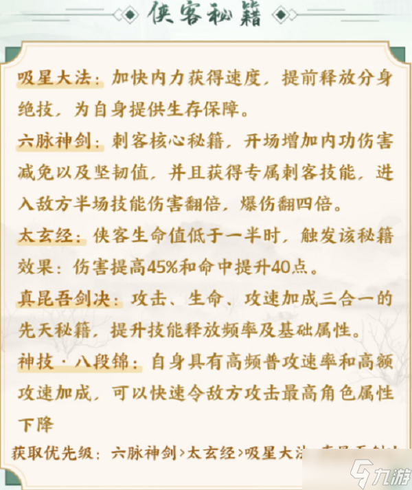 《武林闲侠》独孤一门秘籍搭配攻略