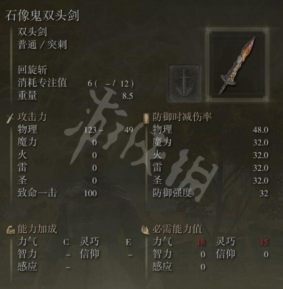 艾尔登法环石像鬼双头剑怎么获得？石像鬼双头剑属性及位置一览