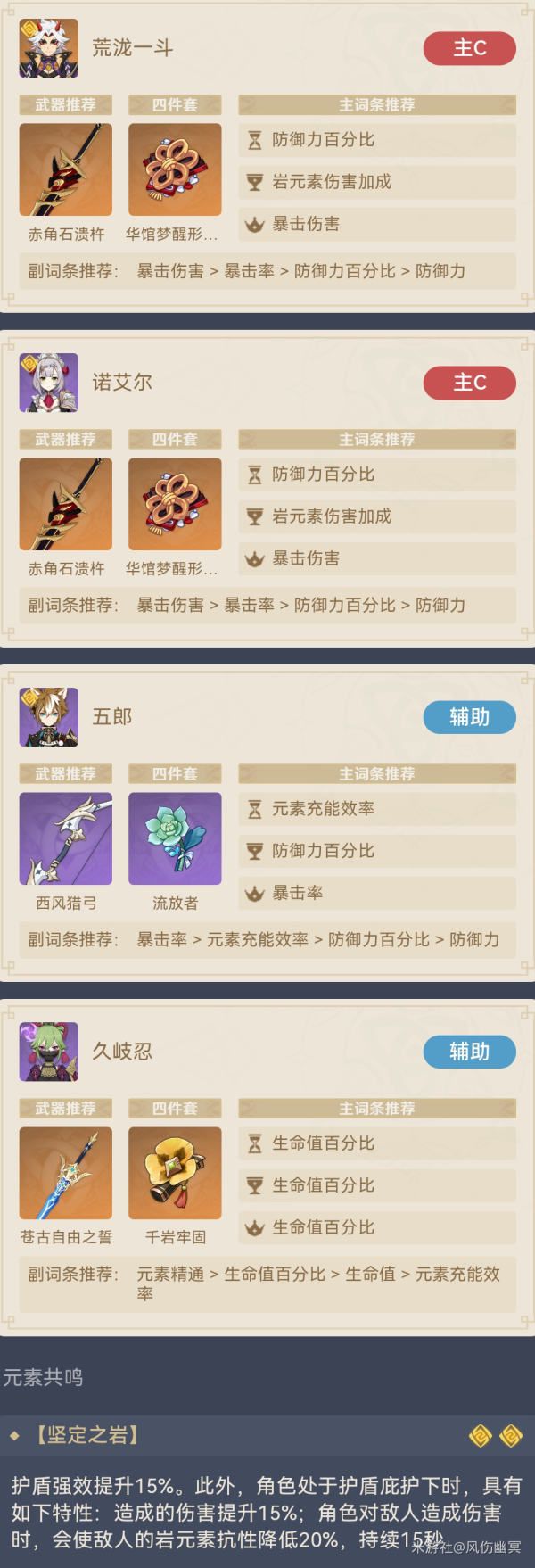 原神2.7版荒泷一斗双岩C阵容推荐