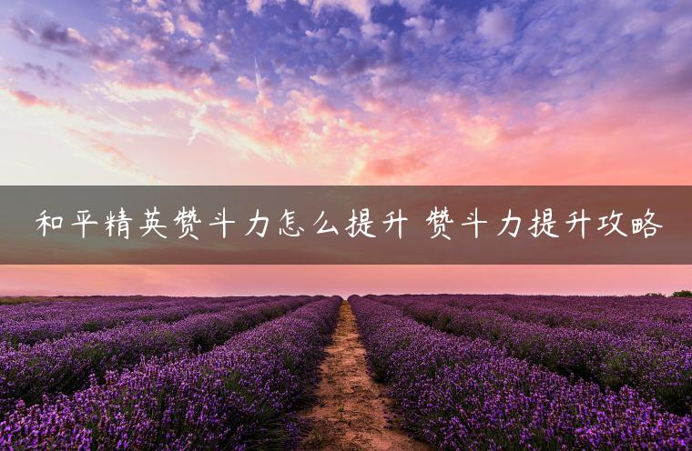 和平精英赞斗力怎么提升 赞斗力提升攻略